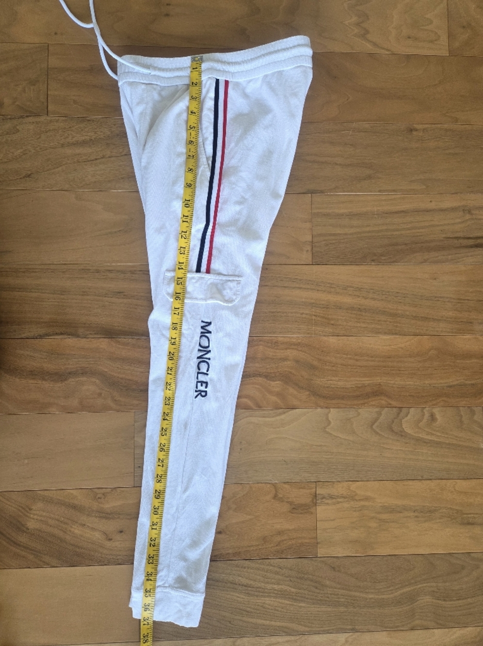 Kith + Moncler Boys White Athletic Jogger Pants with Red & Navy Side Stripes